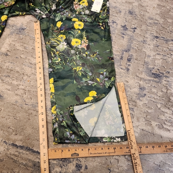 NWT Ted Baker Satin 2 Piece Pajama Set Boxy Green Botanical Birds Size XL - Picture 14 of 16